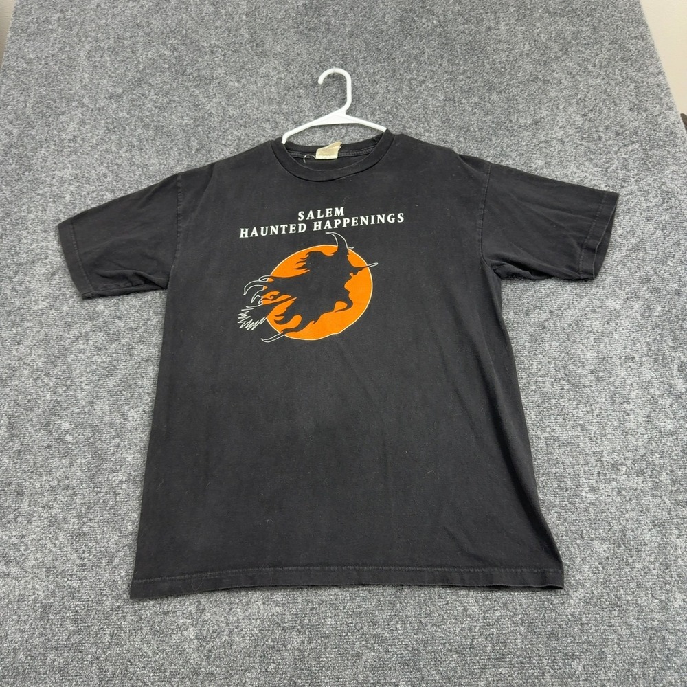 Vintage Salem Haunted Happenings Team Champ T Shirt Mens L Black Cotton Goth Tee